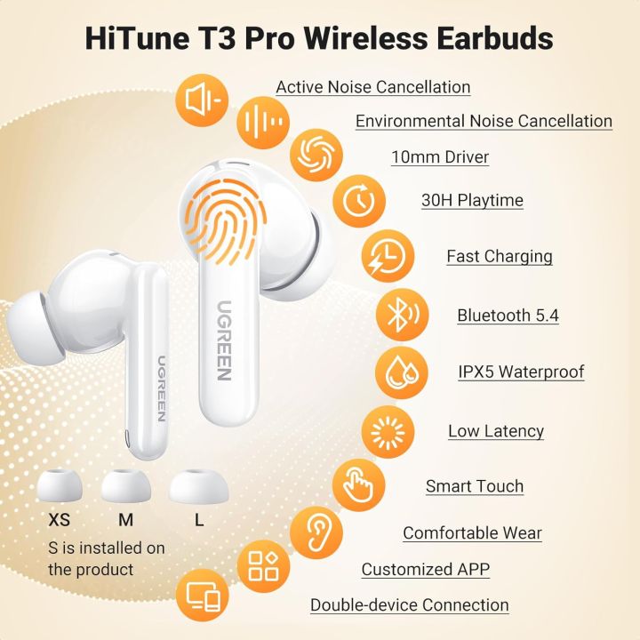 (WS206-35725)%20UGREEN%20HiTune%20T3%20Pro%20Earbuds%20Bluetooth%205.4%20Active%20Noise%20Cancellation%204%20Mics%20ENC%20Clear%20Calls,%2030H%20Playtime%20Fast%20Charge,%20IPX5%20Waterproof%20-%20Image%209
