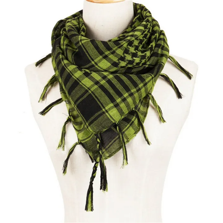 ARELENE%202X%20Unisex%20Scarf%20Polyester%20Tassel%20Arab%20Desert%20Shemagh,%20Green%20-%20Image%205