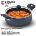 Hawkins Ceramic Nonstick Handi with Glass Lid, 3 Litre, Induction Biryani Pot, Granite Casserole (ICH30G). 