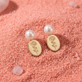 Elegant Light Luxury Flower Engraved Geometric Drop Earrings | Princess Cut Pearl Accents. 