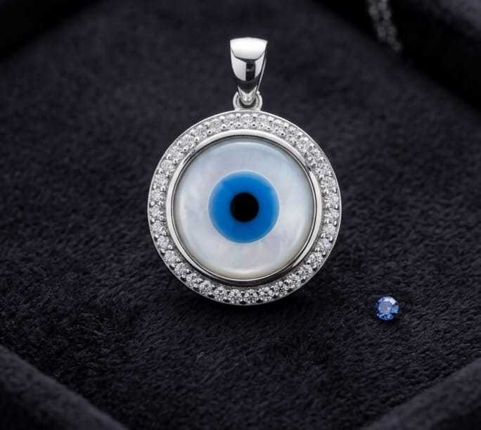 925 Sterling Silver Evil Eye Pendant with Cubic Zirconia Protective Amulet Necklace Charm | Hypoallergenic & Gift Boxed by Infinityy Jewellers For Men And Women