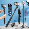 L16 Selfie Stick Tripod (4in1) 5.8 Feet Long with Stable Handle BT Shutter Bluetooth Selfie Stick. 