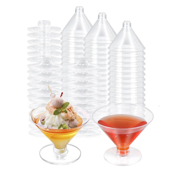 ARELENE 80 Pack Plastic Glasses Disposable Cocktail Glasses 5 Oz Plastic Cocktail Glasses,Ice Cream Dessert Cups