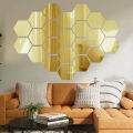 12Pcs/Set 3D Mirror Wall Stickers Home Decor Hexagon Acrylic Mirror Sticker DIY Mural Removable Room Decal. 