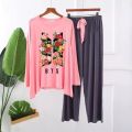 BTS FLOWER Printed Lounge Wear 2 piece Pajama Night Suit for Night Wear Home Wear For Girls Women. 