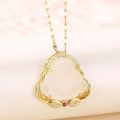 Masala Beads Jade Laughing Buddha Pendant Necklace For Women - Fashion | Necklace For Women | Jewels |. 