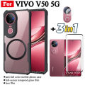 3 in 1 Vivo V50 Shockproof Phone Case With Magnetic Wireless Charging Sticker For Vivo V40 Pro V40 Lite Y19SFull Coverage Tempered Glass Screen Protector +Lens Film. 