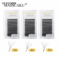 DISICHEN New style MASSCAKU 12Lines Premium Mink 3D 4D 5D 6D Pre-made False Eyelash W Shape Soft and Natural Individual Lash Extension Supplies. 