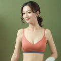 Thai girlfriends latex lingerie triangle cup cutout sexy spaghetti straps gathered contrast large size light oxygen seamless bra. 