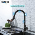 DQOK Kitchen Faucet Pull Out Brushed Nickle Sensor Stainless Steel Black Smart Induction Mixed Tap Touch Control Sink Tap. 