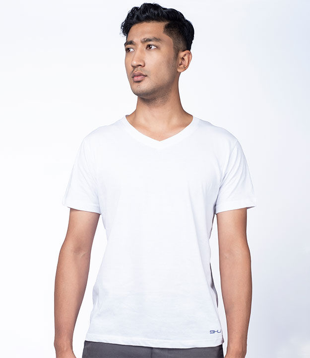 10546 White V Neck T-Shirt main image 1