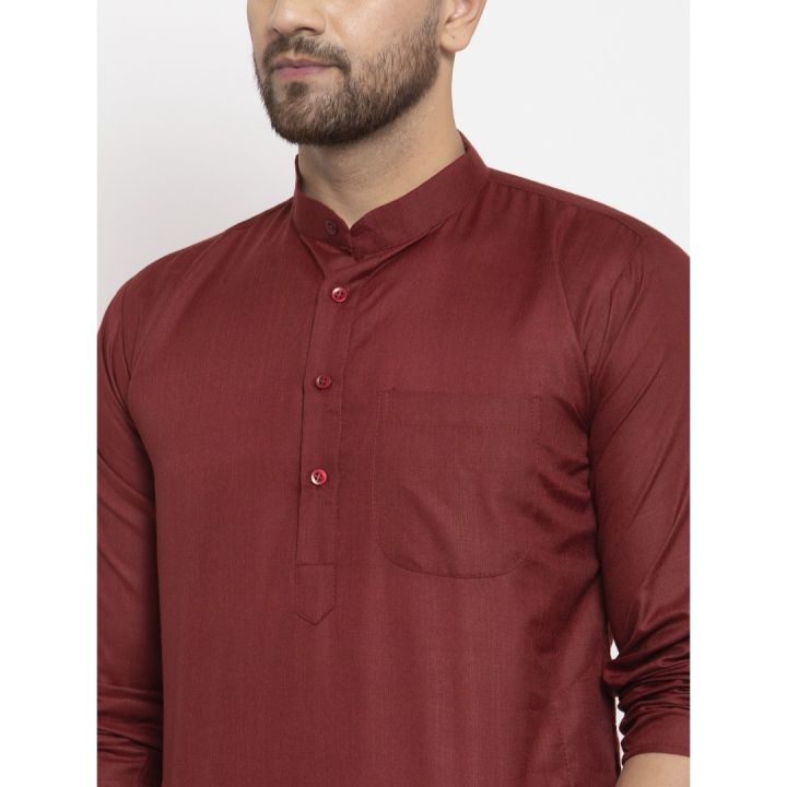 Maroon%20Solid%20Kurta%20Pajama%20Set%20For%20Men%20-%20Maroon%20%7C%20Fashion%20%7C%20Kurtha%20For%20Men%20%7C%20Pajamas%20Set%20For%20Men%20%7C%20Men'S%20Wear%20-%20Image%205