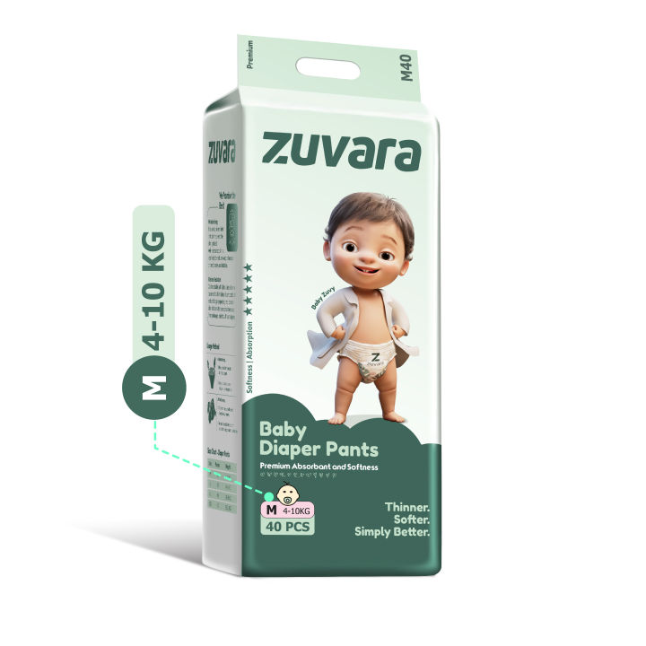 Zuvara Feather Diaper Pants - M (Pack of 40)