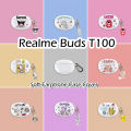 Original For Realme Buds T100 Transparent cartoons Silicone Earphone Case Cover. 