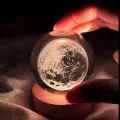 3D Galaxy Crystal Ball lamp Night Light With Wooden Base Moon, Saturn, Galaxy. 