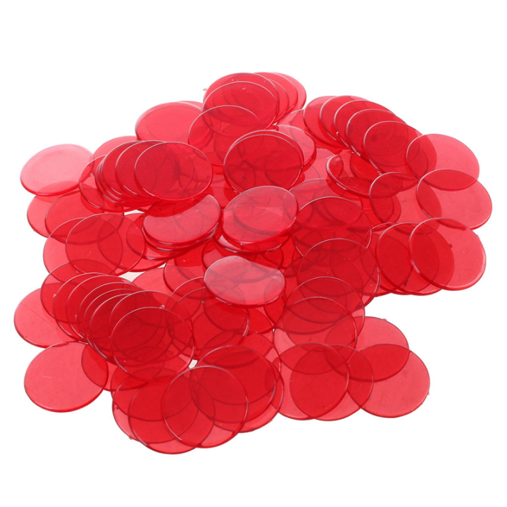 300Pcs Clear Red Plastic Bingo Chips 1.9cm