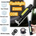 DISICHEN Fashion High Power Led Flashlights Camping Rechargeable Flashlight Portable COB Outdoor Zoom Fishing Lighting Lights Strong Light. 