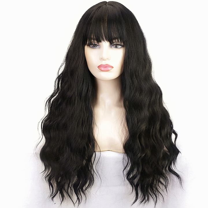 Long Wavy Hair Wig With Frontal Bangs For Women
