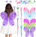 Girls Butterfly Fairy Angel Wing, Wand And Hairband Baby Kid Birthday Perty. 
