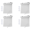 4X Sunshade Roller Blackout Suction Cup Blinds Curtains for Living Kitchen Office Car Window Free-Perforated Curtain B. 