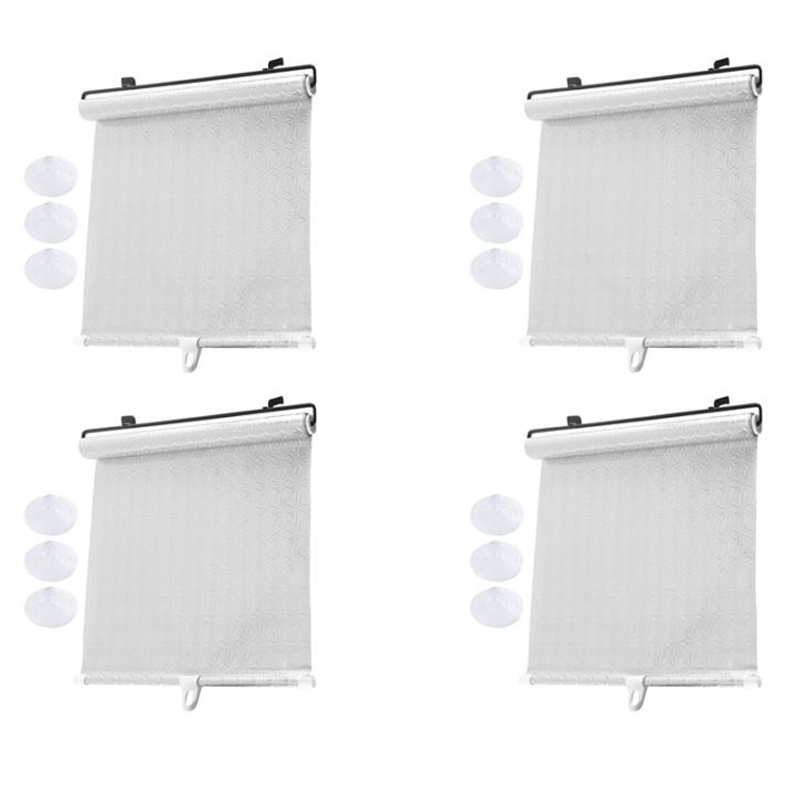 4X Sunshade Roller Blackout Suction Cup Blinds Curtains for Living Kitchen Office Car Window Free-Perforated Curtain B
