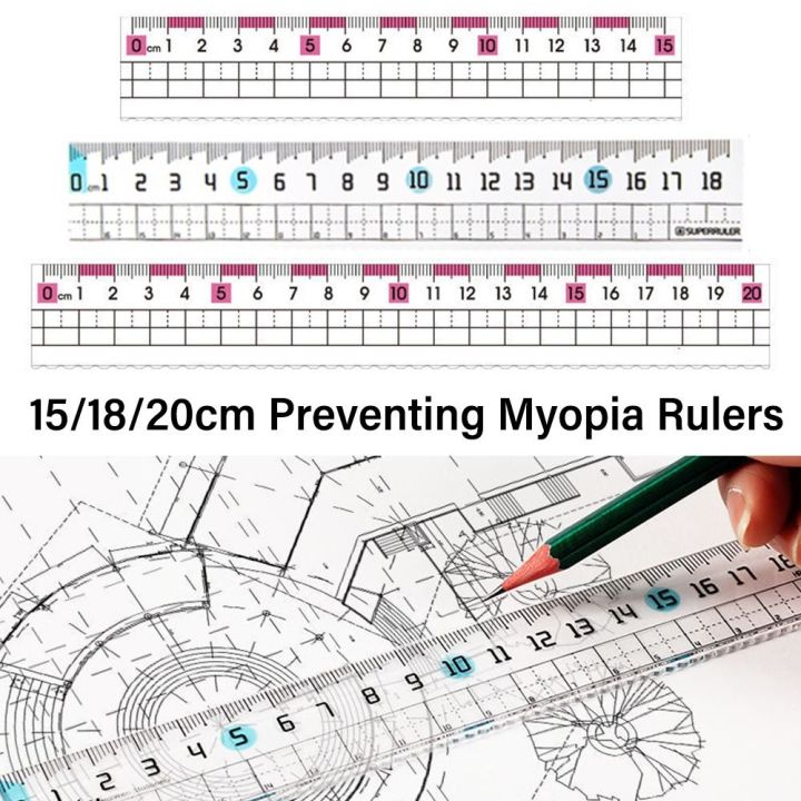 Creative Transparent Ruler With Wavy Line Preventing Myopia Scale Ruler Plastic Drawing Measurement Tool School Office