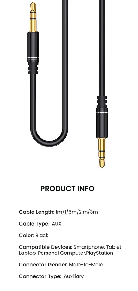 MOSWAG 2 In 1 Audio Cable 1/8" To 3.5mm Audio Aux Jack Cable 3.28FT/1M With USB C To AUX Cable Audio Auxiliary Input Adapter For Headphones,Car,Home Stereos,Speaker (Not Support Micphone - View #2