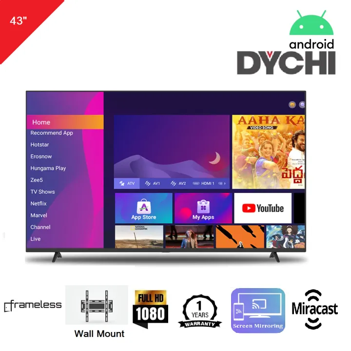 Dychi%20Led%20Tv%2043%20FULL%20HD%20Android%2014.00%20Cloud%20Smart%20Frameless%20with%20Free%20Wall%20Mount%20-%20Image%204