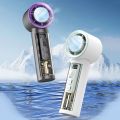 Powerful Semiconductor Refrigeration Handheld Fan 100 Gears Adjustable with Digital Display Small Electric Fan Rechargeable Atmosphere Lamp Mini Air Cooler Summer. 