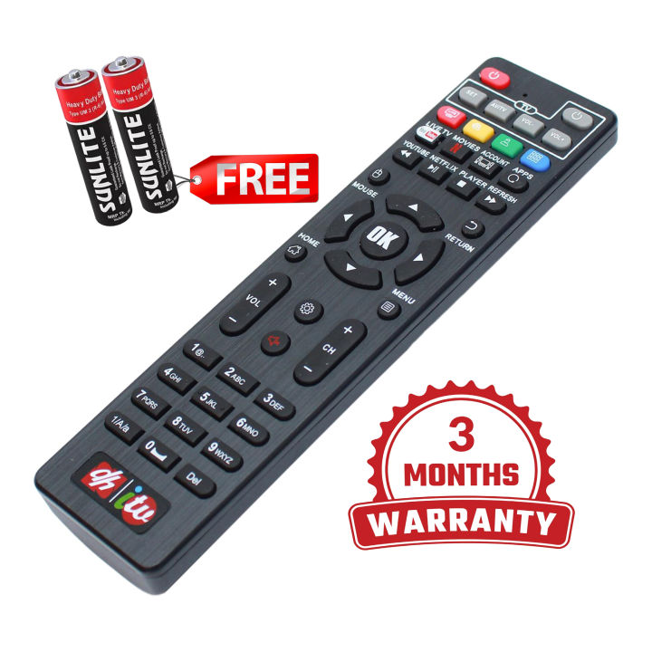 Dishhome IPTV DH Itv TV Remote Made In India With 3 Months Warrenty And Free 2Pc AAA Battery By Bijulipasal
