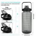 Motivational Water Bottle 64oz with Time Marker & Removable Straw – BPA Free Leak-Proof Large Capacity Water Bottle for Fitness, Gym, Camping, Outdoor Sports & Daily Use (Random Color). 