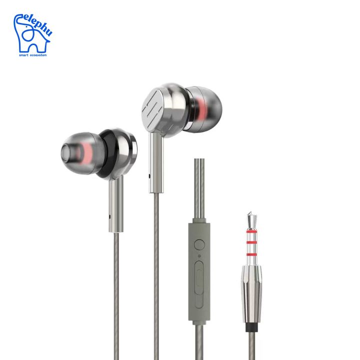 Elephu BassX 2020 earphones | 3.5mm jack | Boosted Bass| Volume Slider with Button and Silicon  MIC | Hi-Res Audio| Universal Compatible| silicon tip | 5U+ copper driver | 3 months Replacement | Stereo audio | Supports Gaming |