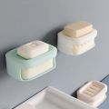 Wall-Mounted Double-Layer Household Drain Soap Holder Box With Sponge Wipe. 