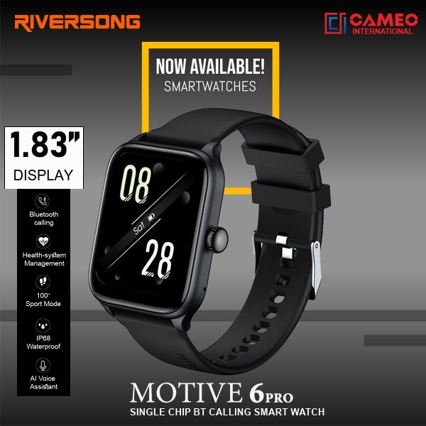 Riversong%20Motive%206%20Pro%20Smartwatch%7C1.83"%20Full%20Touch%20Display%7CBluetooth%20Calling%7C%20IP68%20Water%20Resistance%20%7C%20110+%20Sports%20Modes%20%7C%20200+%20Watch%20Faces%20-%20Image%202