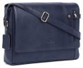 WILDHORN Nepal® Leather 15 inch Laptop Messenger Bag for Men with Padded Laptop Compartment (MB 570 Blue). 