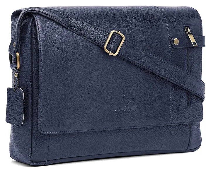 WILDHORN%20Nepal%C2%AE%20Leather%2015%20inch%20Laptop%20Messenger%20Bag%20for%20Men%20with%20Padded%20Laptop%20Compartment%20(MB%20570%20Blue)%20-%20Image%206