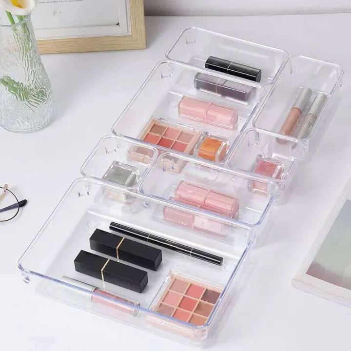 7PCS/Set%20Desk%20Organizers%20Set%20Plastic%20Bathroom%20Makeup%20Clear%20Transparent%20Storage%20Box%20Drawer%20Organizer%20-%20Image%202
