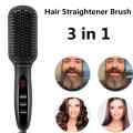 Ceramic Hair Straightener Brush Fast Straightening hair Electric Comb Flat Iron LCD Display Digital Heating hair Brush Gift 906. 