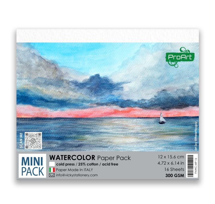 ProArt%20Artists-%20Watercolor%20Paper%20Pack%20Postcard%20Size%2012x15.6%20CM,%20300GSM%20(25%25%20Cotton-Cold%20Pressed)%20,16%20Sheets%20-%20Image%202