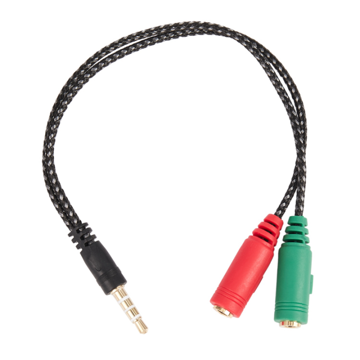 Sojhoop 3Pcs Cable Adapter 2 in 1 Splitter 4 Pole 3.5mm Audio Earphone Headset to 2 Female Jack Headphone Mic Audio Cable 3 Pole