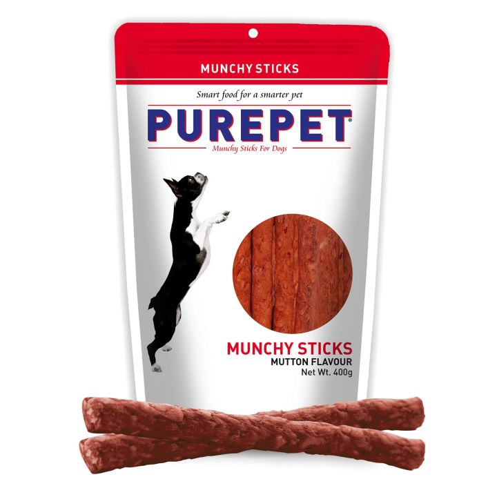 Purepet Munchy Sticks, Mutton Flavors Dog Treats 400gm By Crown Aquatics