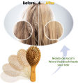 Natural Eco-friendly Hair Brush With Bamboo Bristles, Massages Scalp Anti-Static Hair Detangle (Oval). 