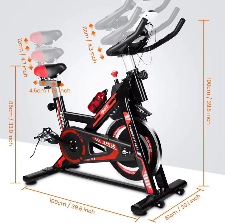 Spn'S%20Exercise%20Spin%20Bike%20%7C%20Red/Black%20Seat%20Adjustable%20Exercise%20Spin%20Bike%20With%20Tension%20Adjustable%20%7C%20Lcd%20Display%20Spin%20Exercise%20Bike%20-%20Image%203