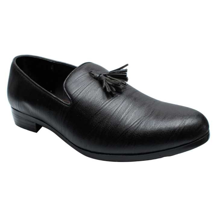 Black Leather Loafer Formal Shoes For Boys