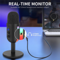 RGB Gaming Microphone for PC Computer Recording USB Condenser Microphone Podcasters Be Influencers Gamers Studio Mic Easy Install. 