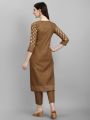 Cotton Blend Kurta Trouser For Women (Brown). 