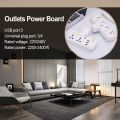 Cordless Universal Wall Multiplug With Individual Switches, USB Extension Board And LED Indicators (3 Socket, 2 USB & 1 Type-C Outlet). 