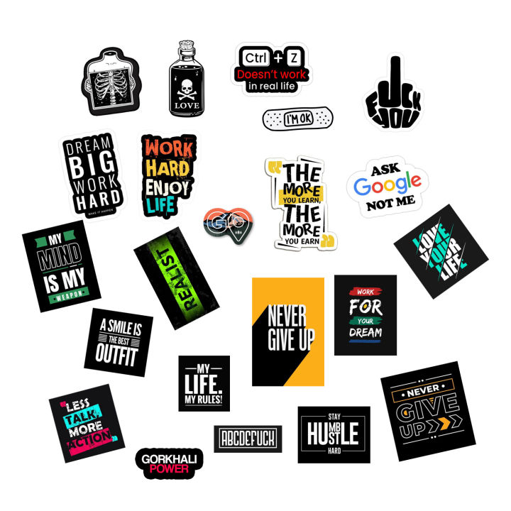 Motivation Stickers Pack for Bike, Car, Laptop, Cycle, Helmet, Wallet, Freeze water proof 22 pcs