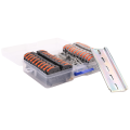 DIN Rail Terminal Blocks Kit, with Universal Compact Connectors, Connection Bar, Marker Strip, Screws, 28-12 AWG. 