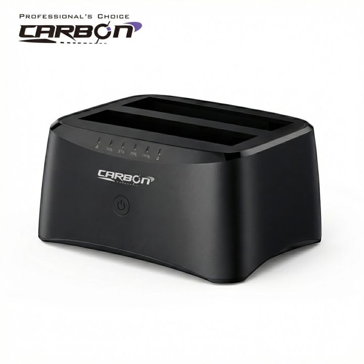 Carbon USB 3.0 To SATA Double Hard Drive Docking Station Double Port  5Gbpa 2.5" / 3.5" Support up to 10TB HDD Best For Data Backup | Hard Disk Testing | Data Recovery